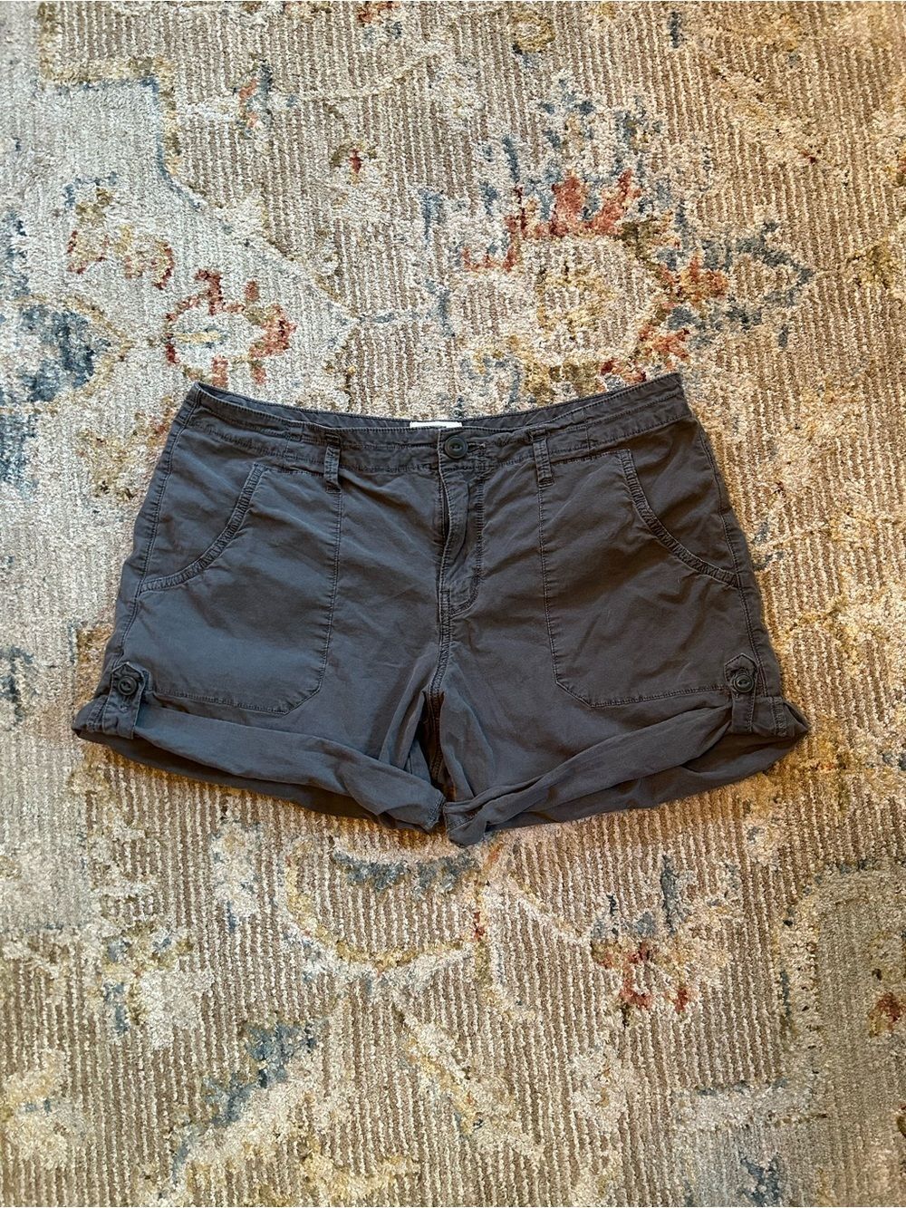 Sanctuary Charcoal Roll-Cuff Cotton Bermuda Shorts